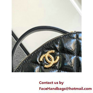 Chanel Calfskin  &  Gold-Tone Metal Chain Bowling Bag AP3586 Black 2024